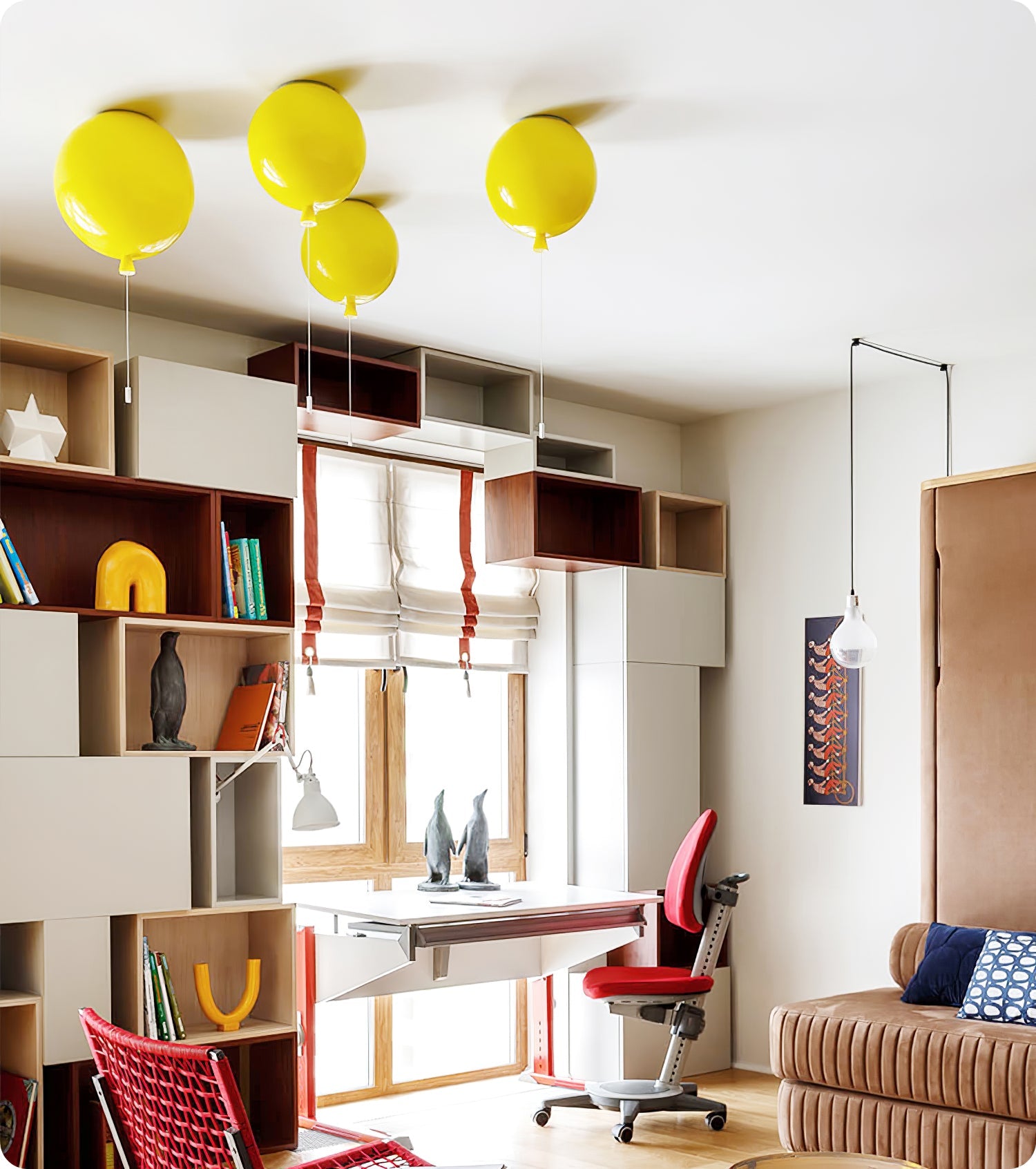 Ballonlampe Deckenleuchte Kunststoff Weiß Blau Rosa Orange Kinderzimmer Wohnzimmer Ø25 Ø30 Ø35cm Hängelampe Verspielter Zugschnur | Restfield