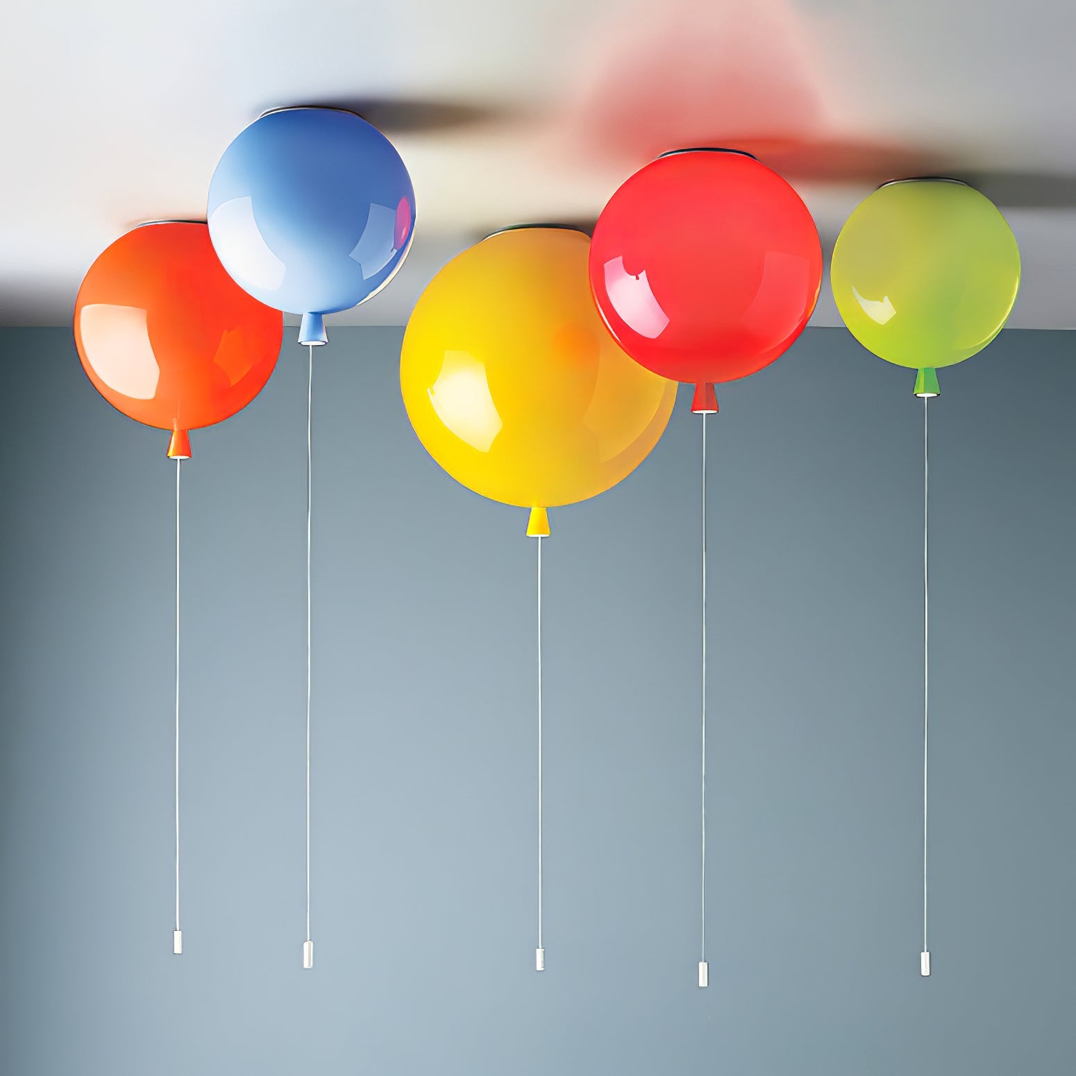 Ballonlampe Deckenleuchte Kunststoff Weiß Blau Rosa Orange Kinderzimmer Wohnzimmer Ø25 Ø30 Ø35cm Hängelampe Verspielter Zugschnur | Restfield