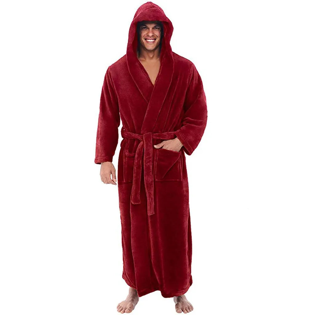Badjas met Capuchon voor Heren – Zachte Pluche Ochtendjas in Relaxed Fit voor Warmte en Comfort | Sansoti
