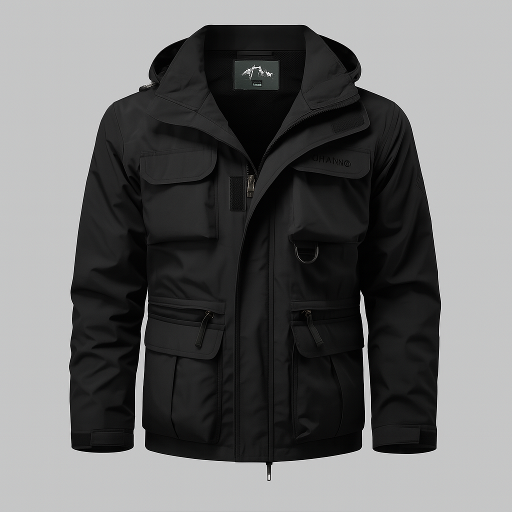 Men’s parka with hood and storm flap – Functional pockets – Warm hip-length winter coat for men, outdoor | Sansoti