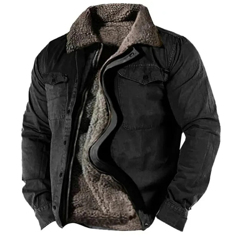 Herren-Wildlederjacke mit Westernkragen, hüftlang, Knopfverschluss, lässig, Smart Casual, stilvoll, Braun, Schwarz, Grau, Grün | Sansoti