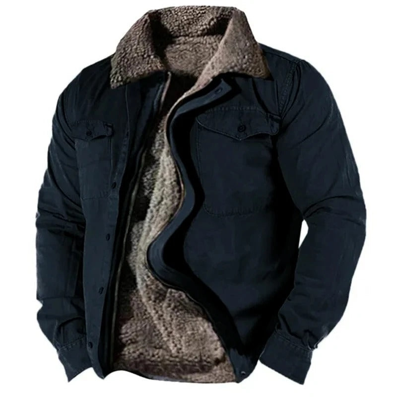 Herren-Wildlederjacke mit Westernkragen, hüftlang, Knopfverschluss, lässig, Smart Casual, stilvoll, Braun, Schwarz, Grau, Grün | Sansoti