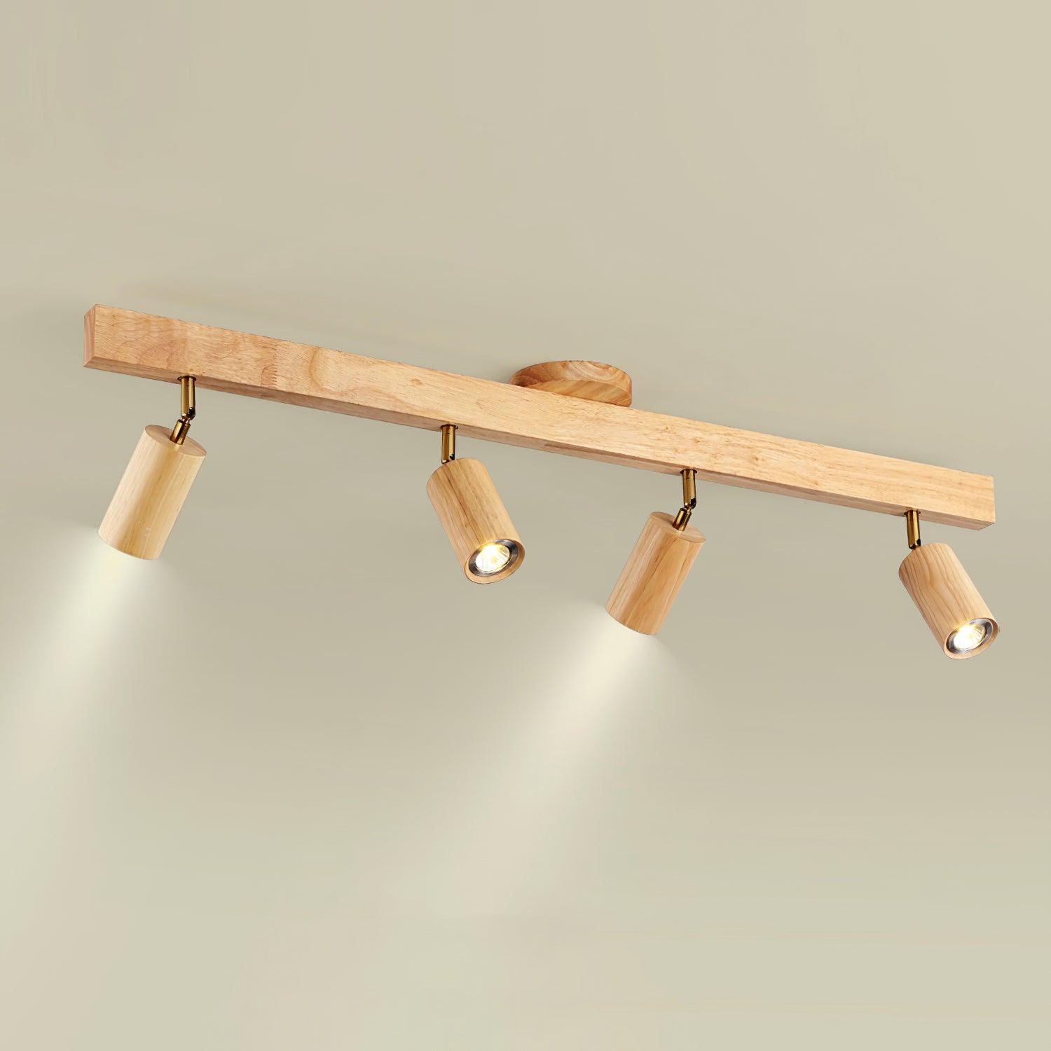 Holz Schienendeckenleuchte LED Holzoptik Gold Verstellbare Spots Wohnzimmer Küche Flur Skandinavisch Modern | Restfield