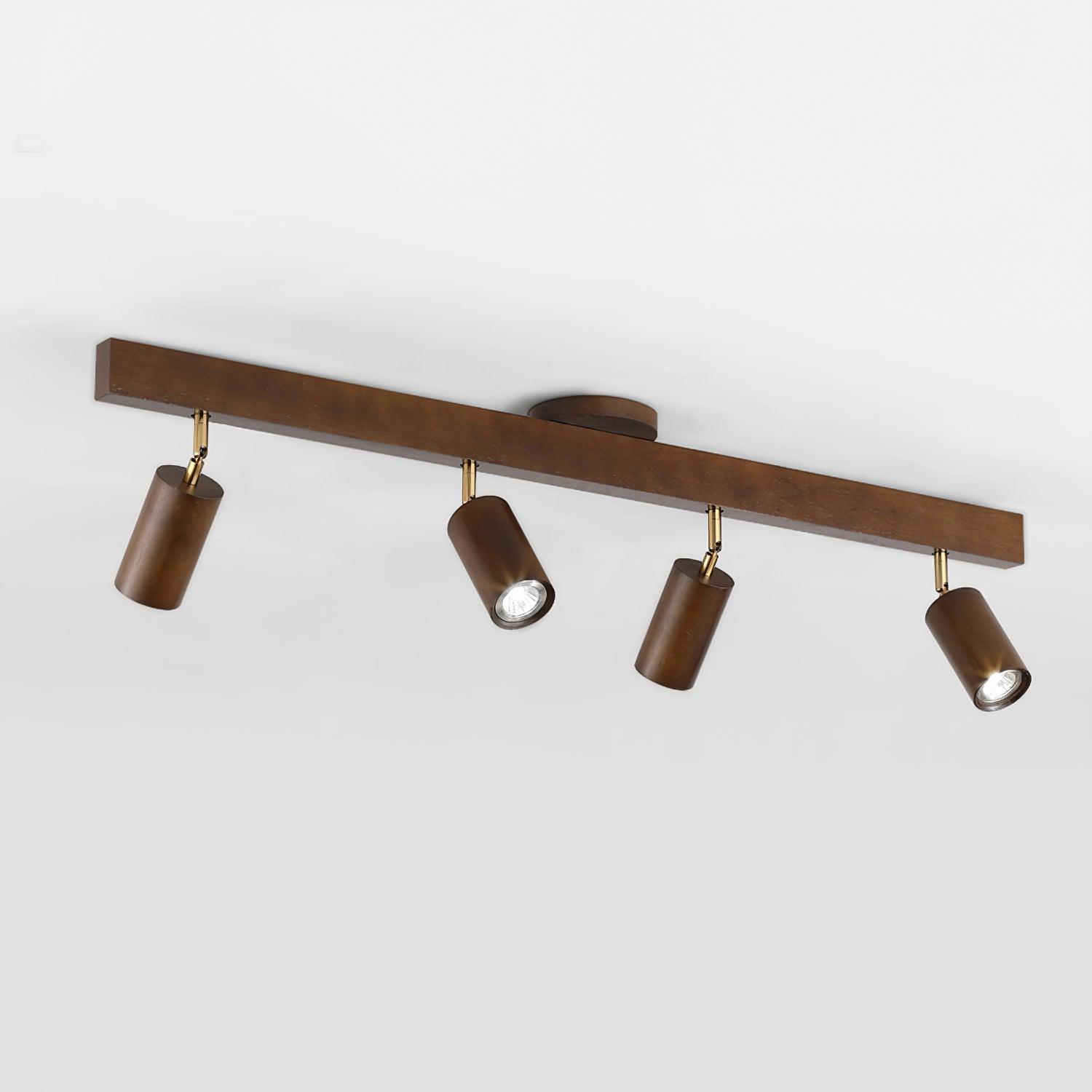 Holz Schienendeckenleuchte LED Holzoptik Gold Verstellbare Spots Wohnzimmer Küche Flur Skandinavisch Modern | Restfield