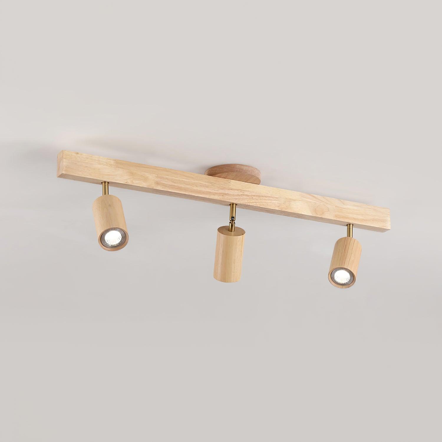 Holz Schienendeckenleuchte LED Holzoptik Gold Verstellbare Spots Wohnzimmer Küche Flur Skandinavisch Modern | Restfield