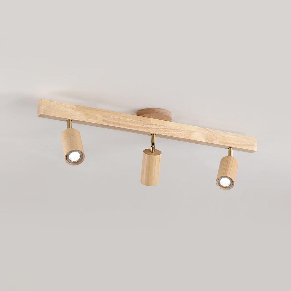 Plafonnier sur rail en bois à 2-5 spots orientables, lumière chaude, cuisine, salon, design industriel, projecteurs | Sansoti