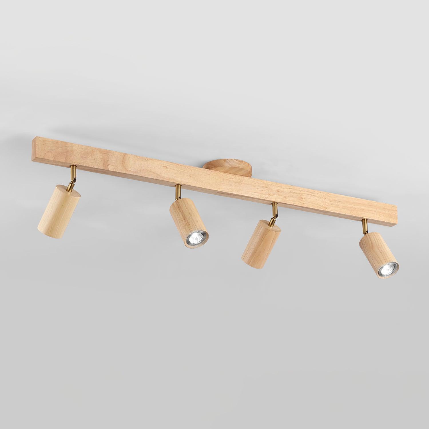 Holz Schienendeckenleuchte LED Holzoptik Gold Verstellbare Spots Wohnzimmer Küche Flur Skandinavisch Modern | Restfield