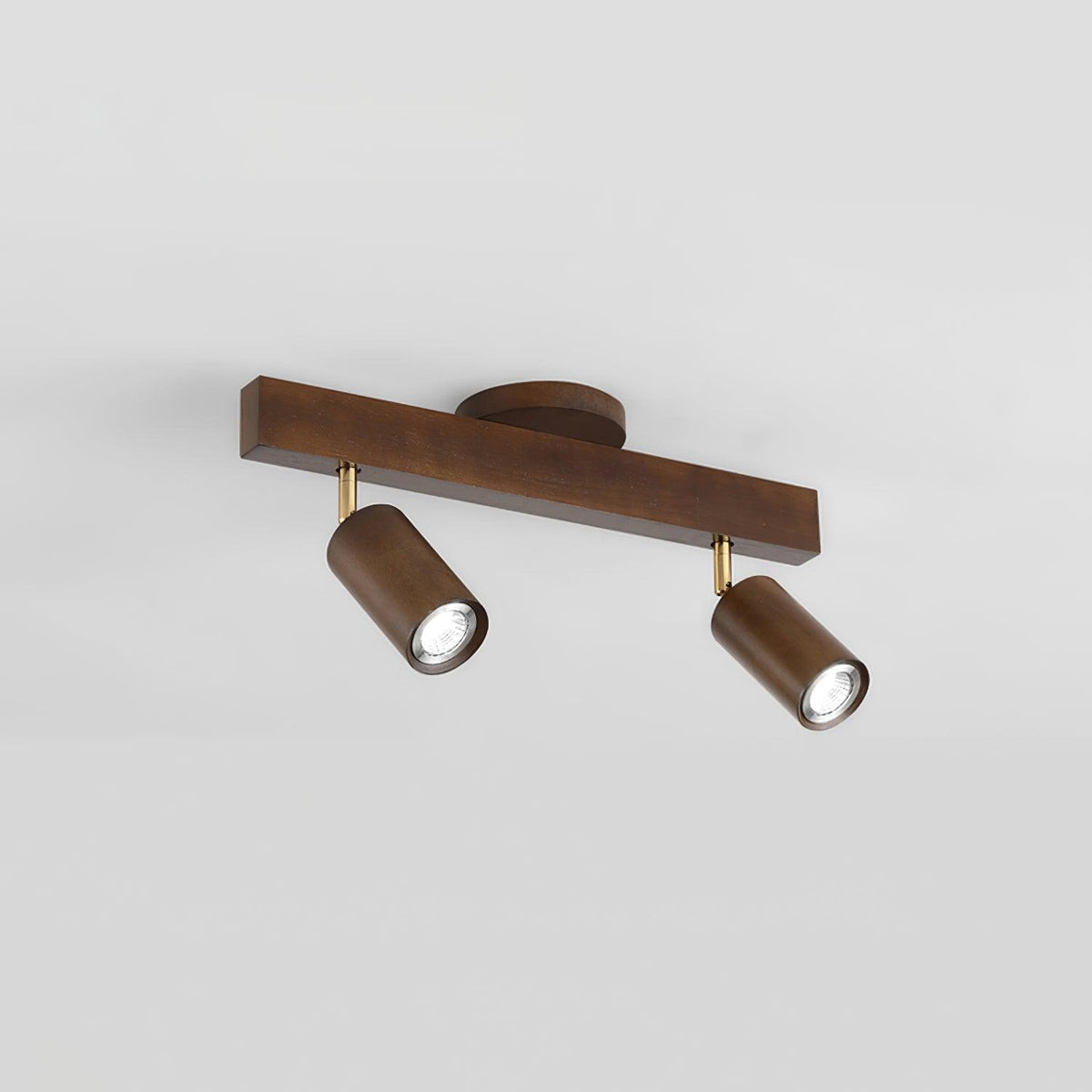 Plafonnier sur rail en bois à 2-5 spots orientables, lumière chaude, cuisine, salon, design industriel, projecteurs | Sansoti
