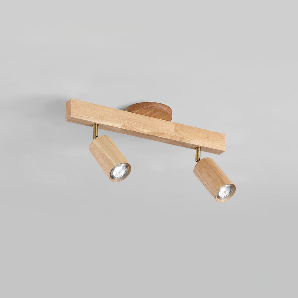 Plafonnier en bois 2-5 spots en noyer doré réglables au design moderne et industriel pour salon et cuisine | Sansoti