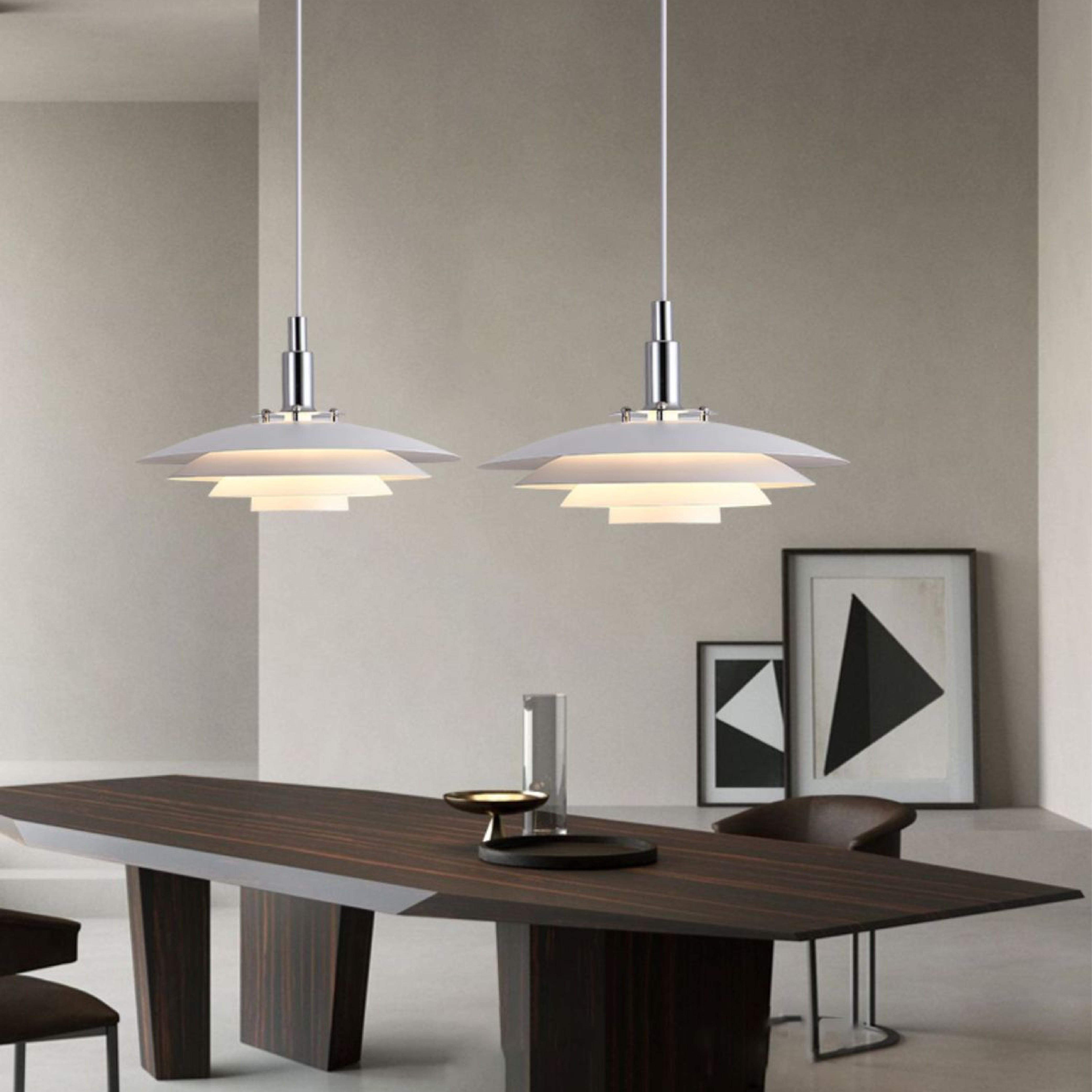 Metall Niedrige Hängeleuchte Eisen 30cm 38cm Schwarz Weiß Esstisch Küche Skandinavisches Design Geschichtete Hängeleuchte Warmes Licht | Restfield