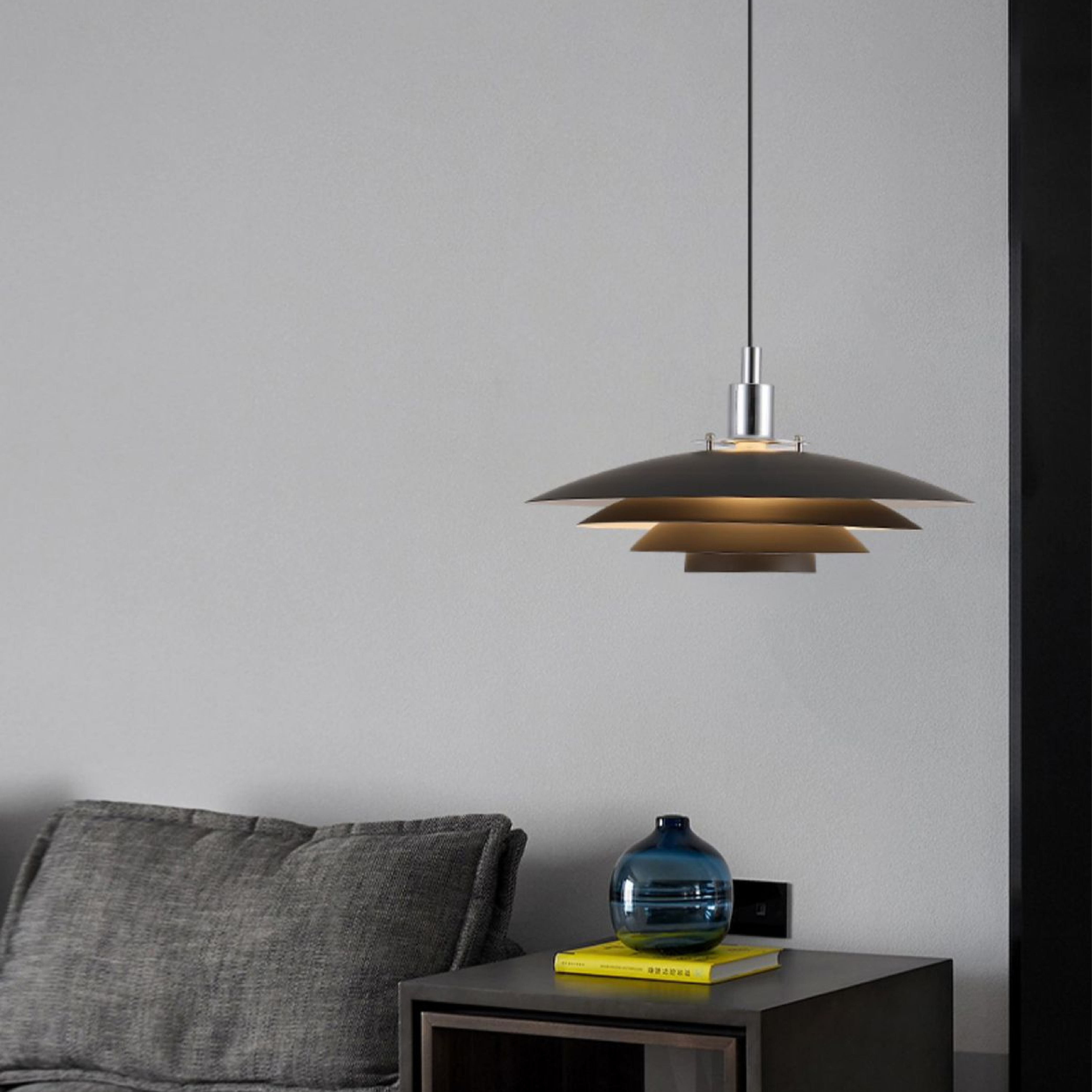 Metall Niedrige Hängeleuchte Eisen 30cm 38cm Schwarz Weiß Esstisch Küche Skandinavisches Design Geschichtete Hängeleuchte Warmes Licht | Restfield