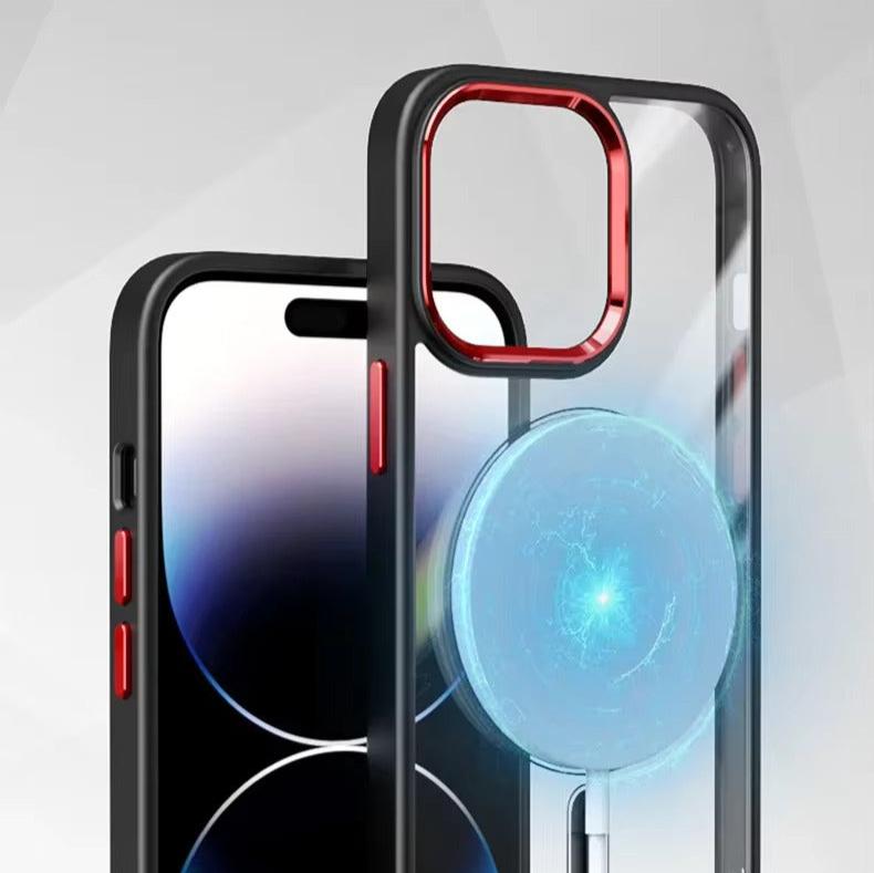 Magnetische Telefoonhoes met Metalen Lensring voor iPhone 13-17 Transparant Schokbestendig Beschermhoes | Sansoti