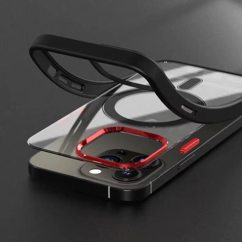 Magnetische Telefoonhoes met Metalen Lensring voor iPhone 13-17 Transparant Schokbestendig Beschermhoes | Sansoti