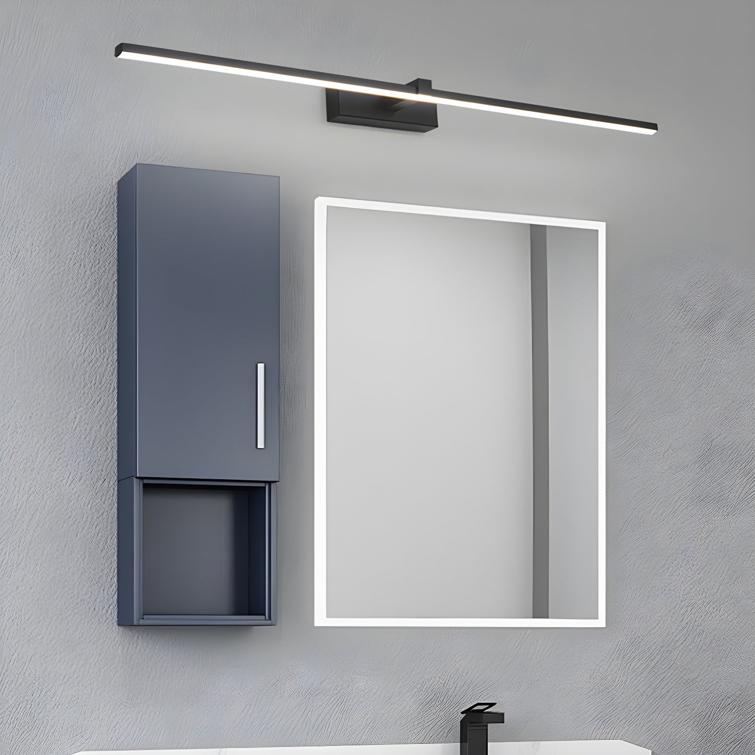 Lineaire Spiegelverlichting Metaal – Geïntegreerde LED Wandlamp in Zwart – 3 Lengtes | Sansoti