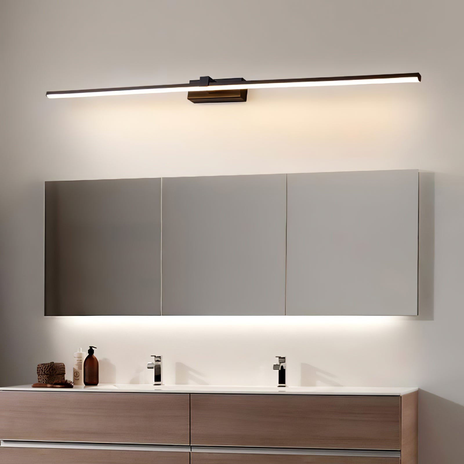 Lineaire Spiegelverlichting Metaal – Geïntegreerde LED Wandlamp in Zwart – 3 Lengtes | Sansoti