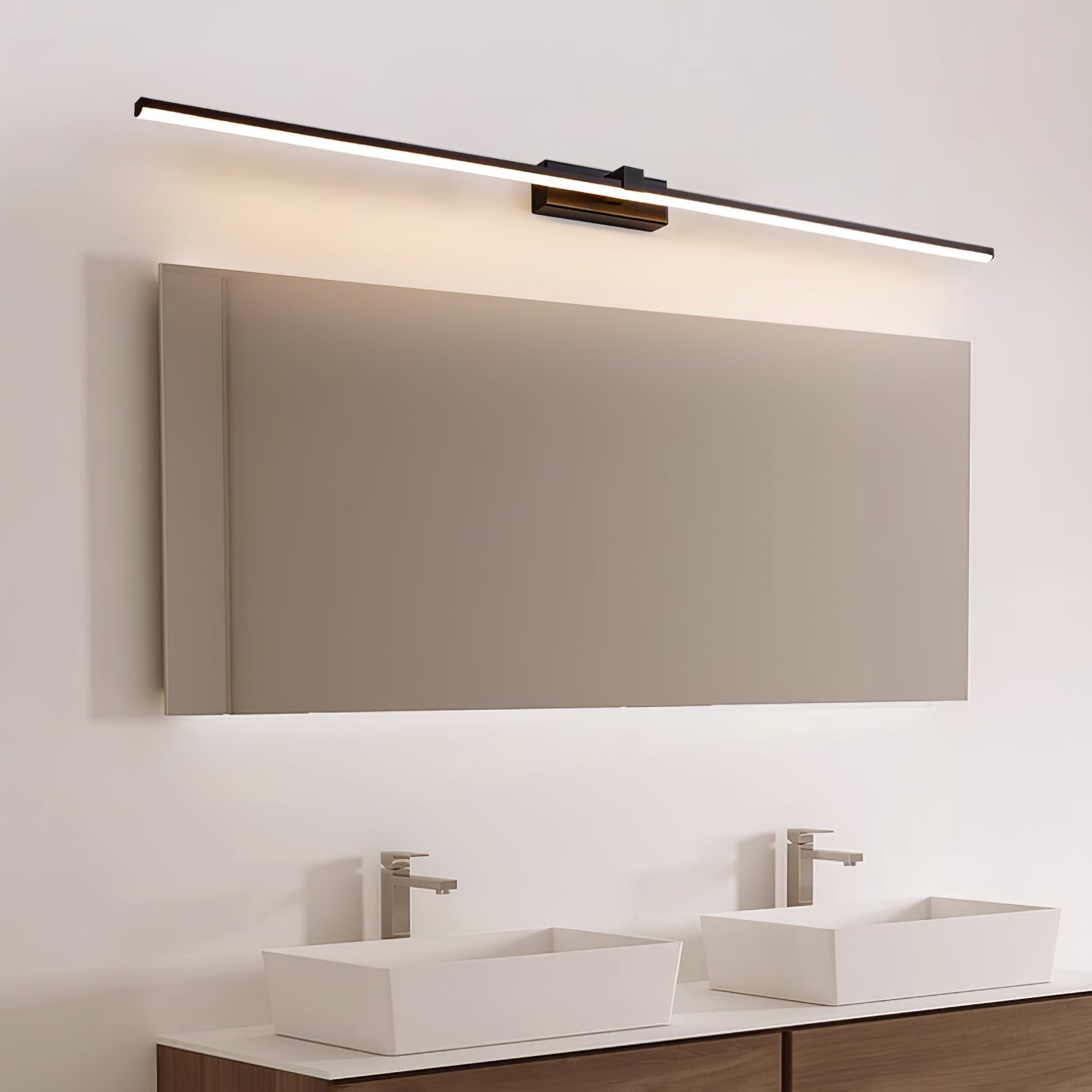 Lineaire Spiegelverlichting Metaal – Geïntegreerde LED Wandlamp in Zwart – 3 Lengtes | Sansoti