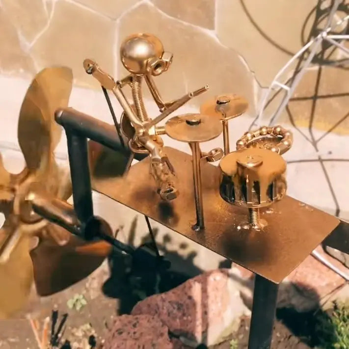 Windmolen Metaal Handgelast 32x15cm Muzikant Gitaar Tuin Terras Balkon Decoratie Windvaan Roestvrij Cadeau Muziekliefhebber | Sansoti