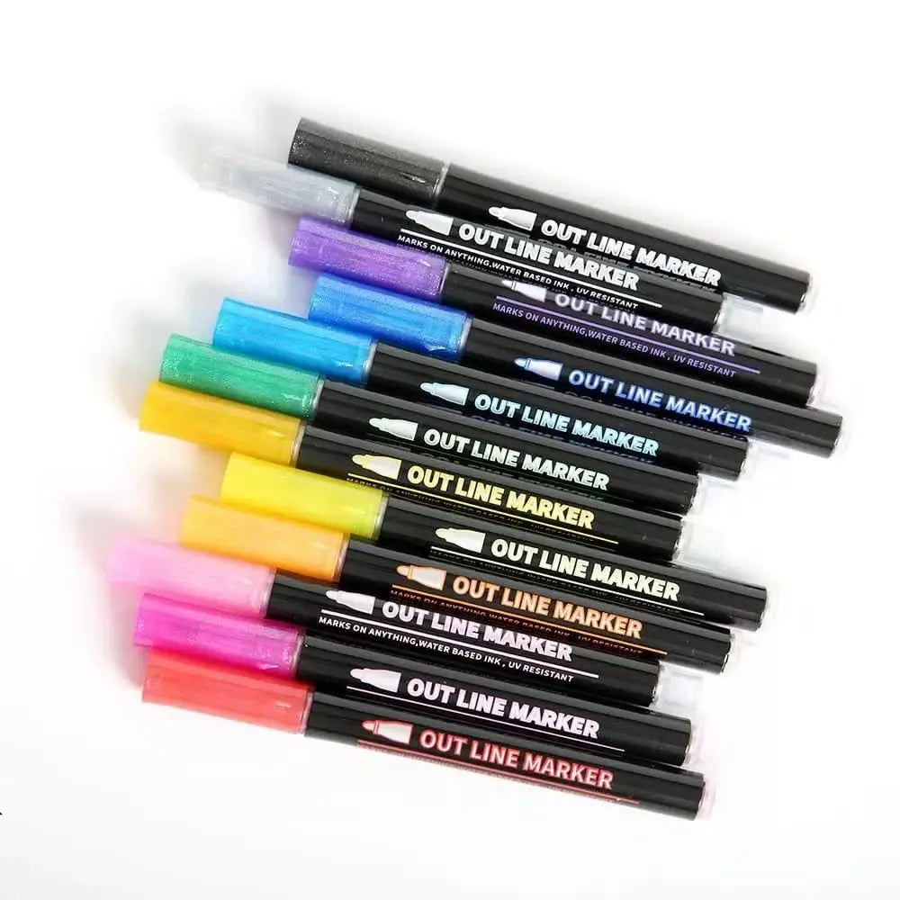Metallic Stiften Set 8 of 12 Stuks Glitter Marker Papier Glas Acryl Knutselen Tekenen Bullet Journal Scrapbooking Volwassenen Kinderen | Sansoti