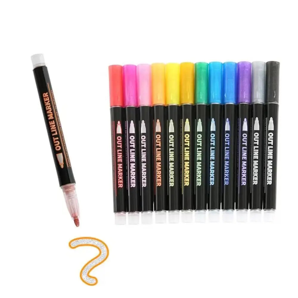 Metallic Stiften Set 8 of 12 Stuks Glitter Marker Papier Glas Acryl Knutselen Tekenen Bullet Journal Scrapbooking Volwassenen Kinderen | Sansoti
