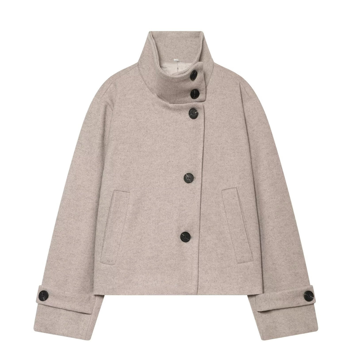Halflange Winterjas Dames Wol Reverskraag Vleermuis Jas Elegant Zakelijk Tijdloos Design Voorjaar Herfst | Sansoti