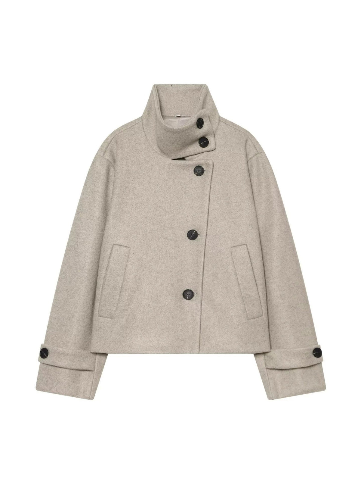 Halflange Winterjas Dames Wol Reverskraag Vleermuis Jas Elegant Zakelijk Tijdloos Design Voorjaar Herfst | Sansoti