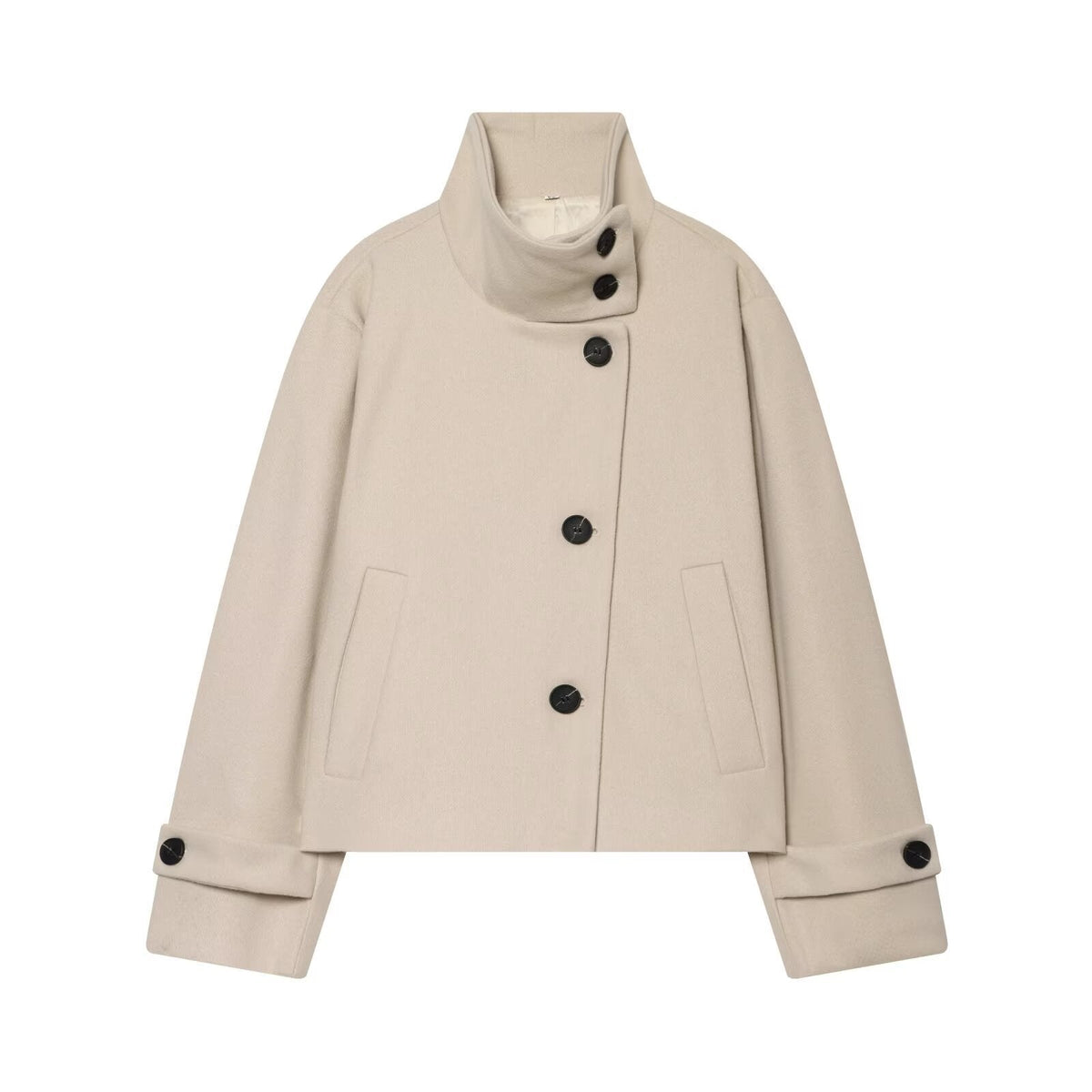 Halflange Winterjas Dames Wol Reverskraag Vleermuis Jas Elegant Zakelijk Tijdloos Design Voorjaar Herfst | Sansoti