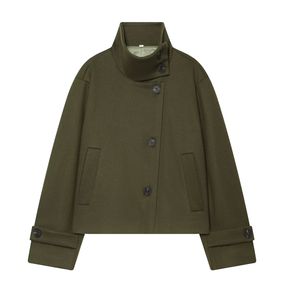 Halflange Winterjas Dames Wol Reverskraag Vleermuis Jas Elegant Zakelijk Tijdloos Design Voorjaar Herfst | Sansoti