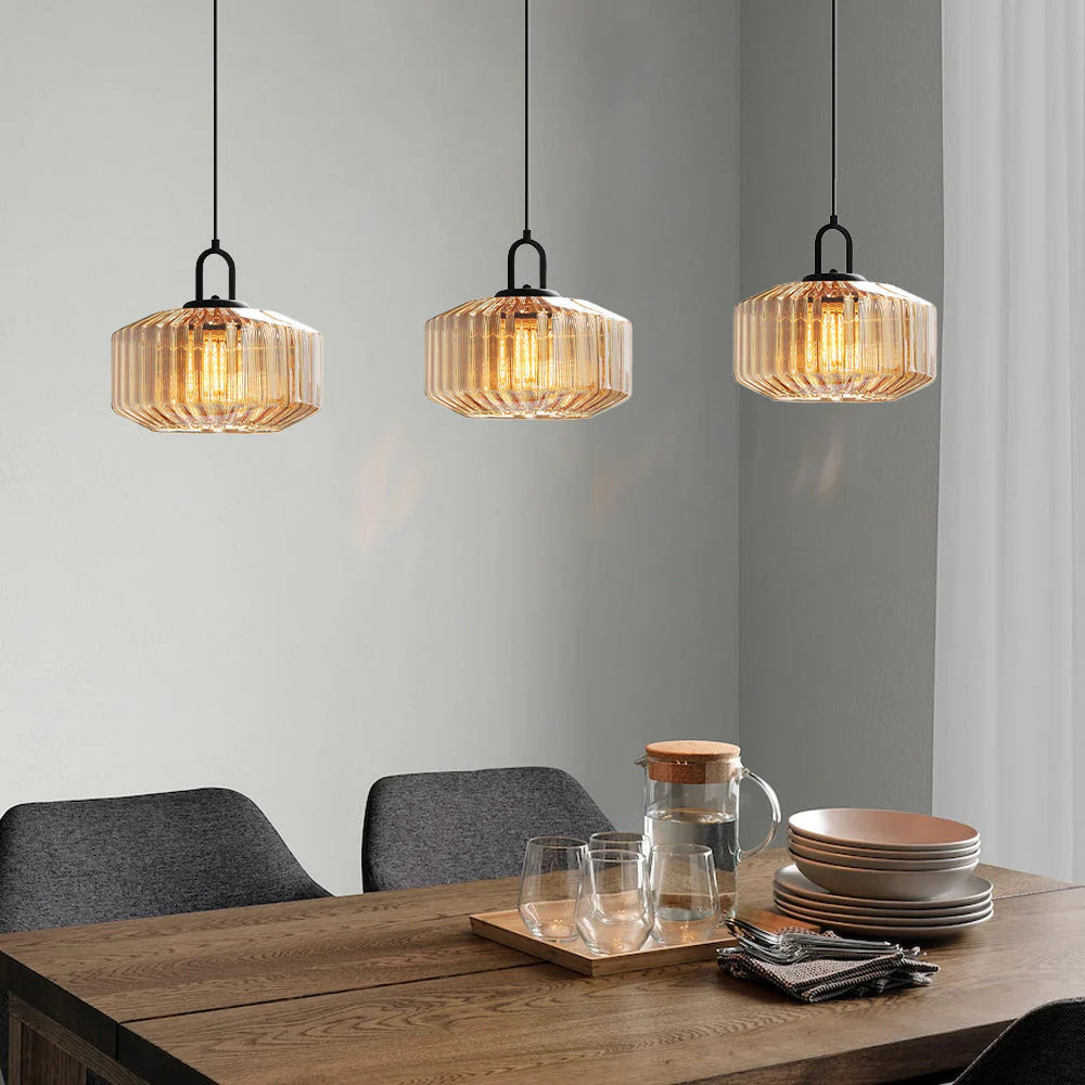 Hanglamp Geblazen Glas Gestreept Vintage Minimalistisch LED Eetkamer Woonkamer Slaapkamer | Sansoti