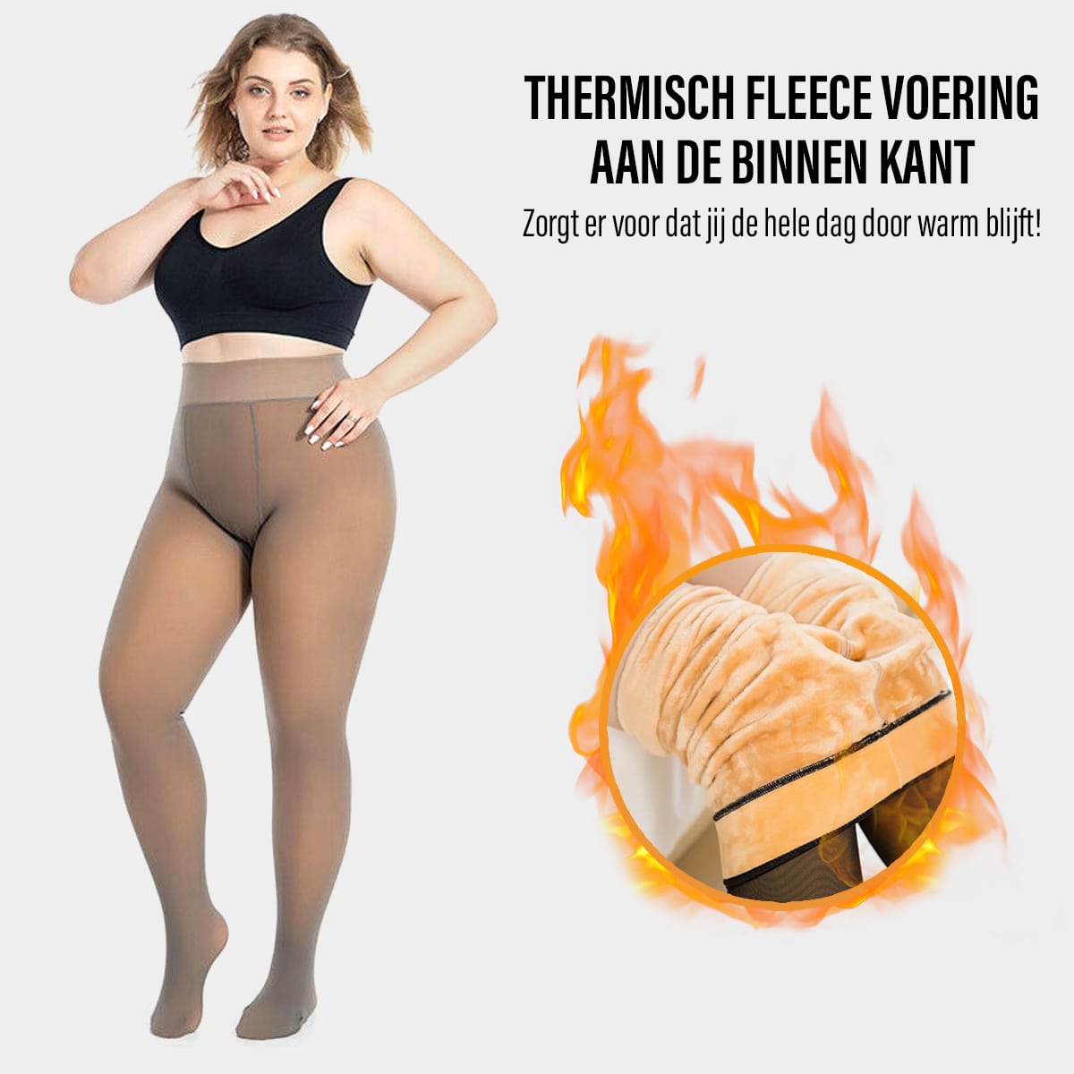 Fleece-Strumpfhose Thermoleggings Durchscheinende Optik Schwarz Grau Braun Beige Hohe Taille Winter-Damenunterwäsche | Sansoti