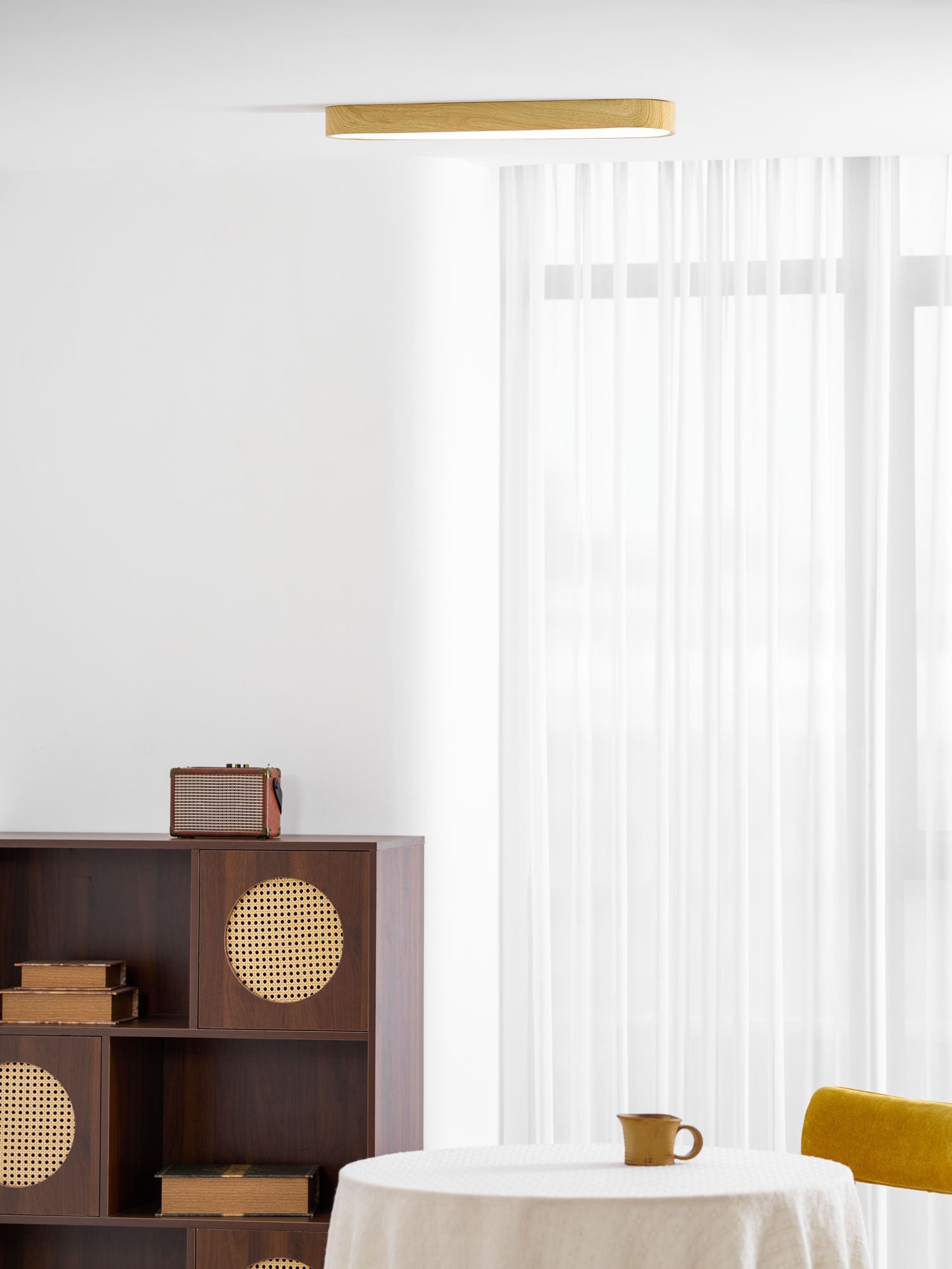 Plafondlamp Houtlook Metaal Wit LED Woonkamer Slaapkamer 3000K 4000K 6000K Ø23 Ø40cm Plafonnière Flush Mount Naturel | Sansoti