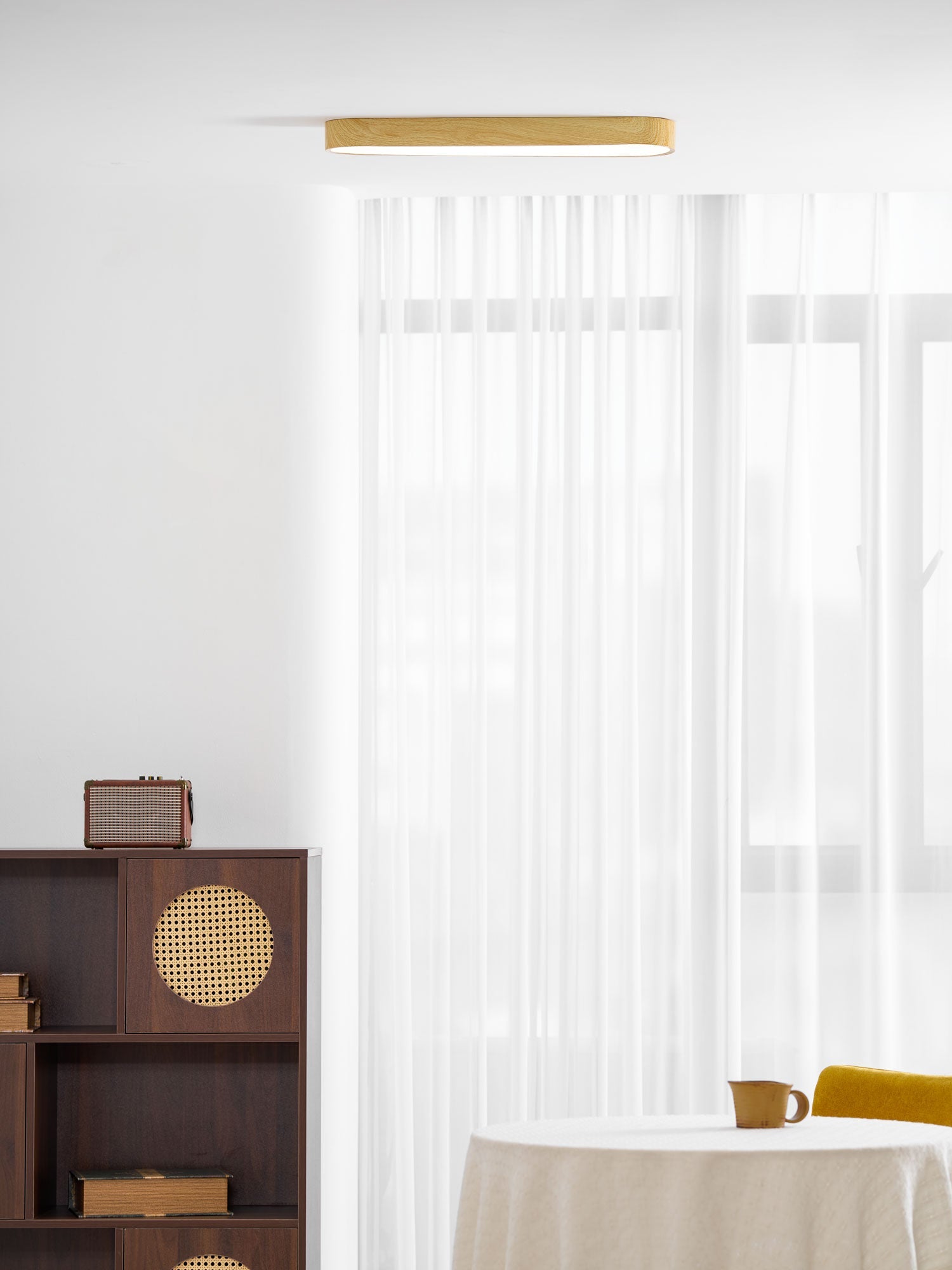 Plafondlamp Houtlook Metaal Wit LED Woonkamer Slaapkamer 3000K 4000K 6000K Ø23 Ø40cm Plafonnière Flush Mount Naturel | Sansoti