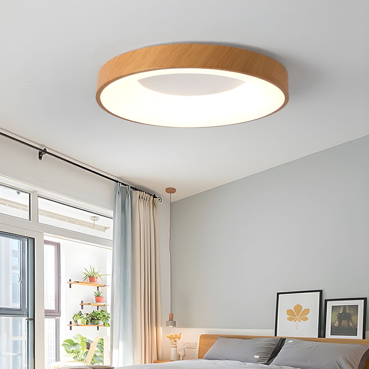 Plafondlamp Houtlook Metaal Wit LED Woonkamer Slaapkamer 3000K 4000K 6000K Ø23 Ø40cm Plafonnière Flush Mount Naturel | Sansoti