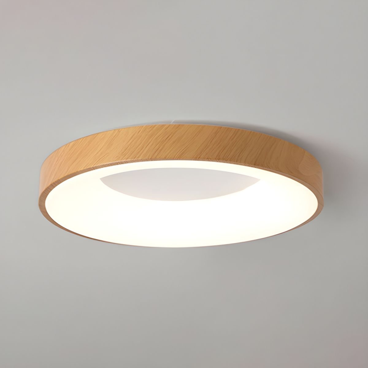 Plafondlamp Houtlook Metaal Wit LED Woonkamer Slaapkamer 3000K 4000K 6000K Ø23 Ø40cm Plafonnière Flush Mount Naturel | Sansoti