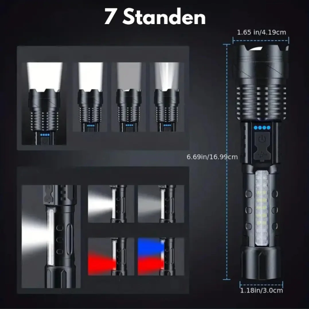 Lampe Torche Militaire 5000 Lumens LED Tactique Rechargeable USB Étanche Résistante aux Chocs Zoom 5 Modes Compacte Ultra Lumineuse Outdoor Camping | Sansoti