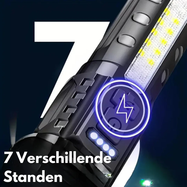 Lampe Torche Militaire 5000 Lumens LED Tactique Rechargeable USB Étanche Résistante aux Chocs Zoom 5 Modes Compacte Ultra Lumineuse Outdoor Camping | Sansoti