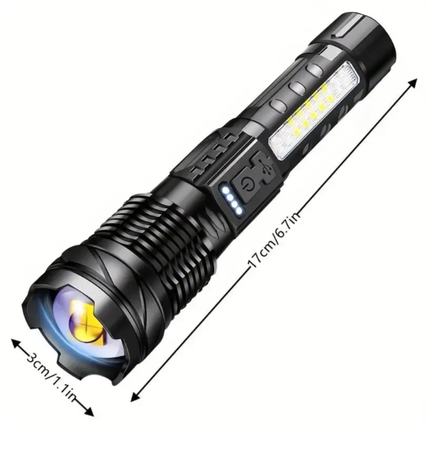 Lampe Torche Militaire 5000 Lumens LED Tactique Rechargeable USB Étanche Résistante aux Chocs Zoom 5 Modes Compacte Ultra Lumineuse Outdoor Camping | Sansoti