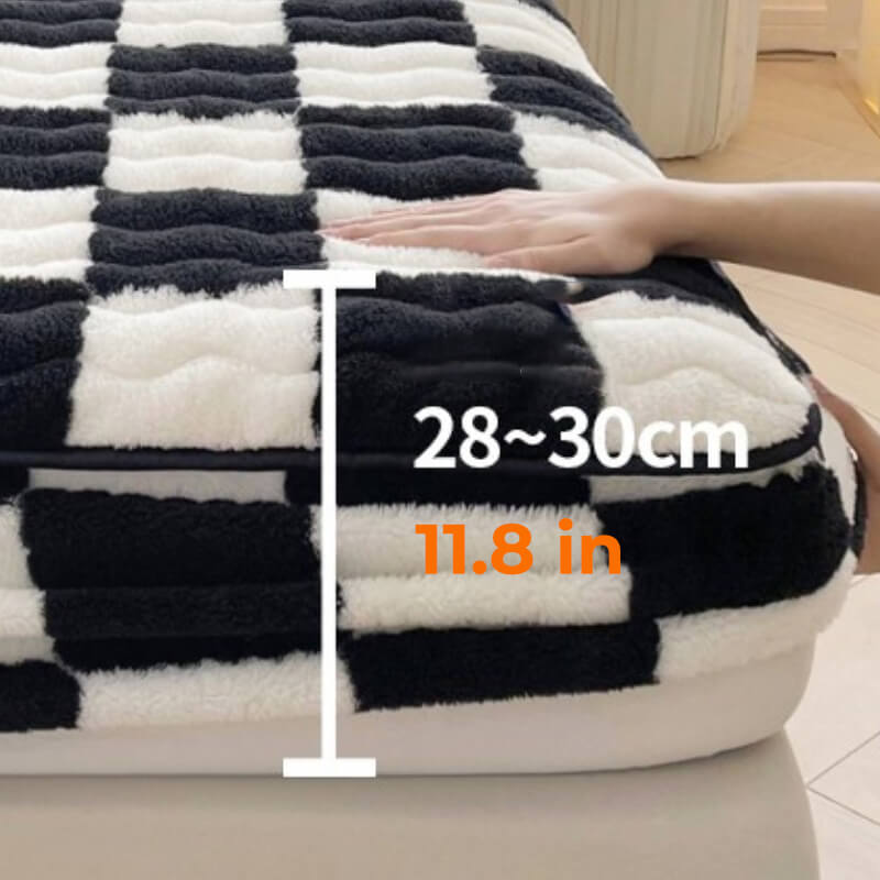 Fluwelen Hoeslaken Geruit Patroon 90-220 cm Matrasafdekking met Elastische Rand Premium Zachte Bedtextiel | Sansoti