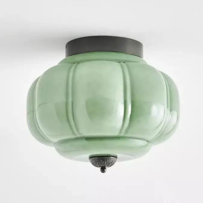 Vintage Semi-Plafondlamp Melkglas Pompoen Eloise E26 Retro Plafondverlichting Woonkamer | Sansoti