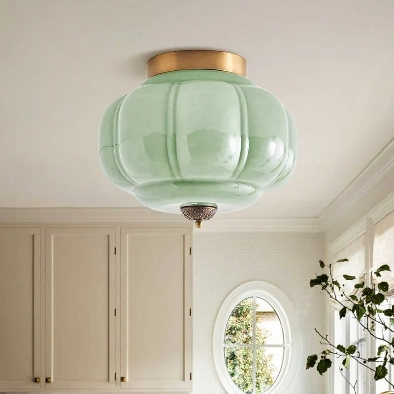 Vintage Semi-Plafondlamp Melkglas Pompoen Eloise E26 Retro Plafondverlichting Woonkamer | Sansoti
