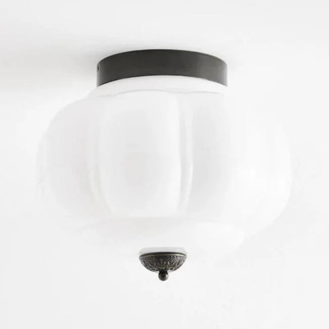 Vintage Semi-Plafondlamp Melkglas Pompoen Eloise E26 Retro Plafondverlichting Woonkamer | Sansoti