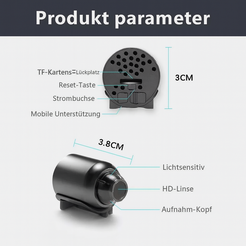 Compacte Beveiligingscamera met Wifi Nachtzicht Bewegingsdetectie Full HD Draadloos Thuisbewaking App Besturing Automatische Opname Micro SD Kaartslot Discrete Monitoring Dag en Nacht | Sansoti