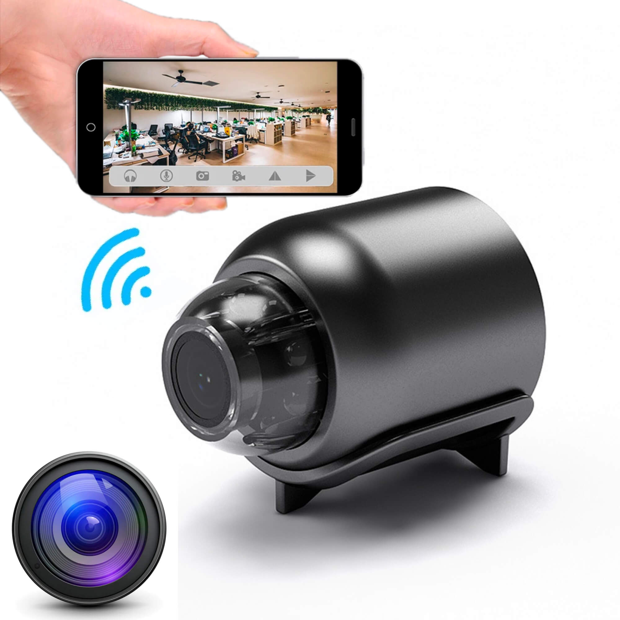 Waterdichte Mini Beveiligingscamera met Nachtzicht WiFi 1080P HD 160° Brede Hoek | Sansoti