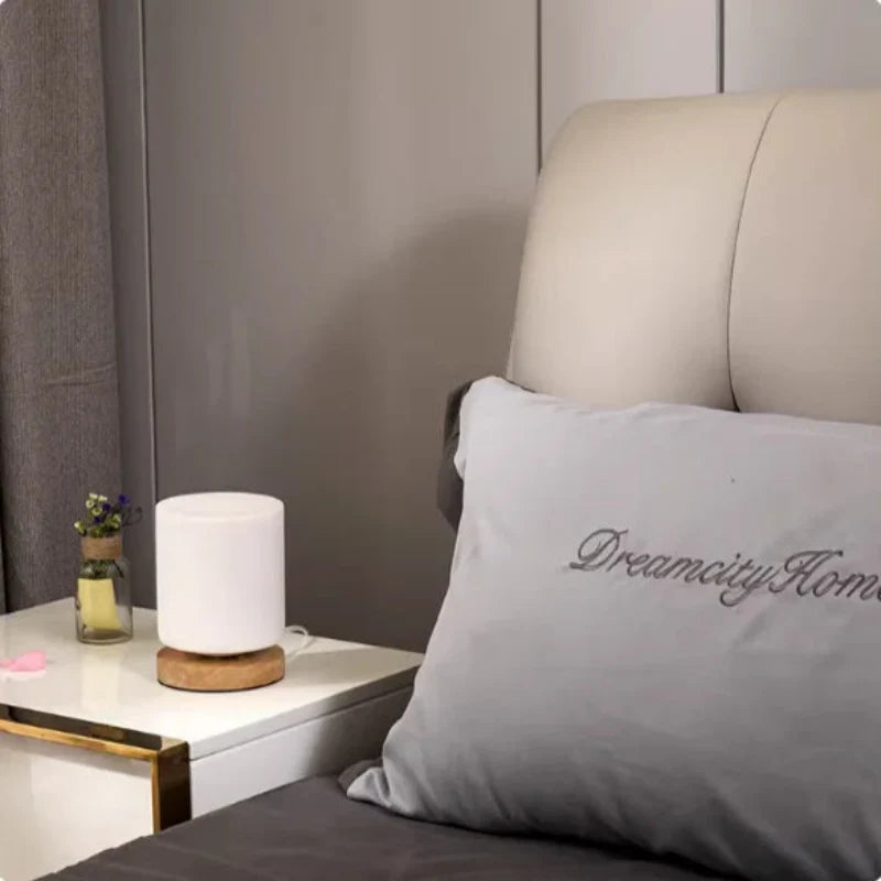 Glazen Tafellamp met Rubberen Houtvoet 360° Verlichting Sfeervol Nachtlampje Modern Design Accent | Sansoti