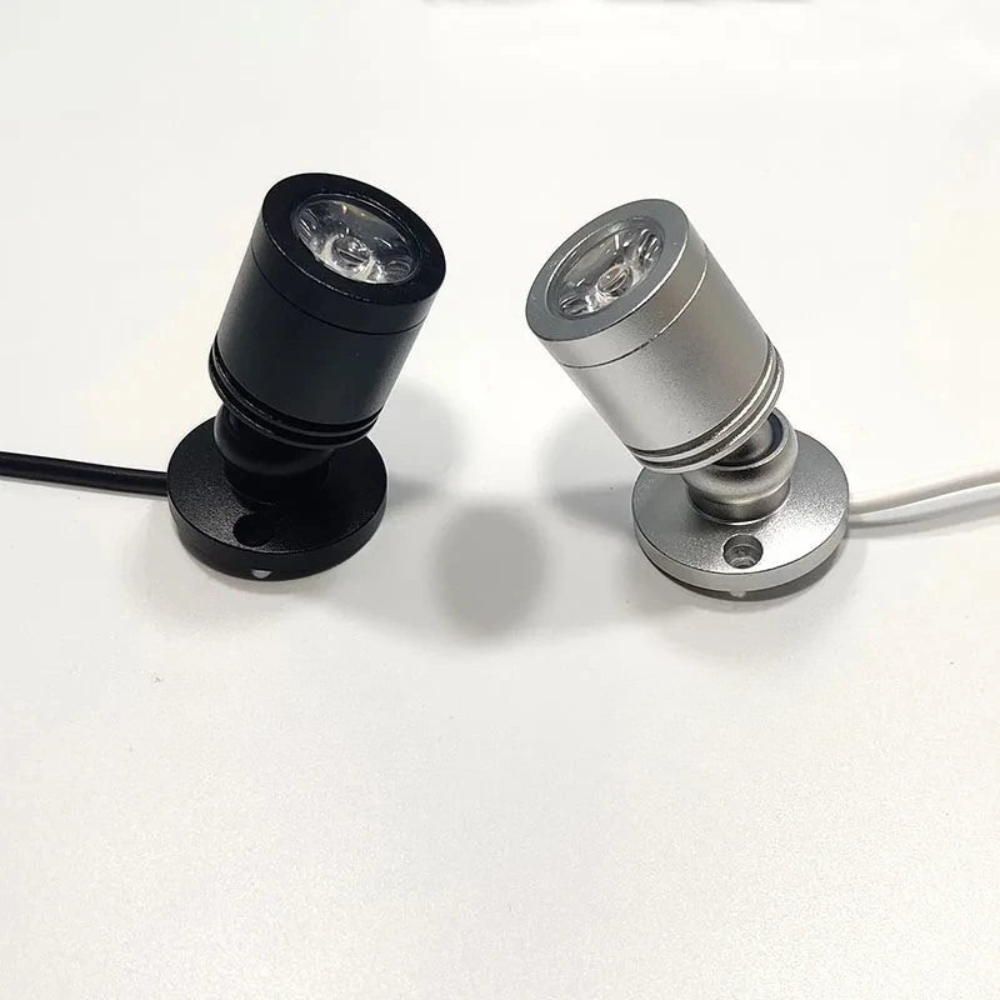 Mini LED Spotje 1W/3W USB Aluminium Warm & Koud Wit – Verstelbare Accentverlichting 30° Stralingshoek voor Kasten, Vitrines & Display | Sansoti