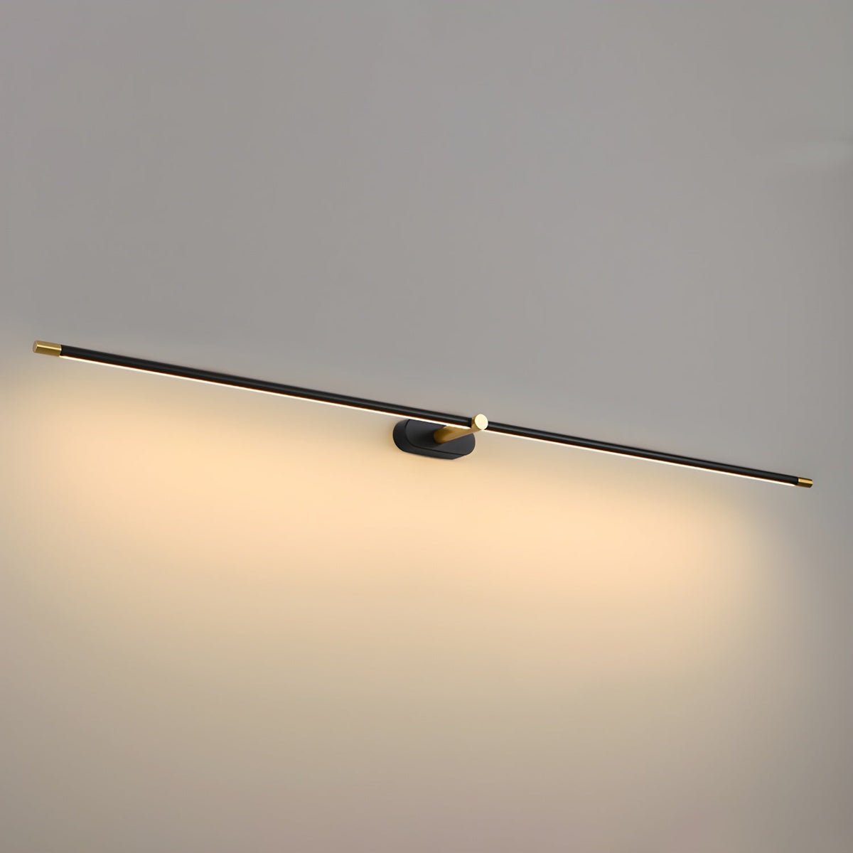 Ładowana lampa ścienna LED Linear Design czarno-złota z dotykowym ściemniaczem, bezprzewodowa, 68-128 cm, nowoczesne nastrojowe oświetlenie do wnętrz | Sansoti