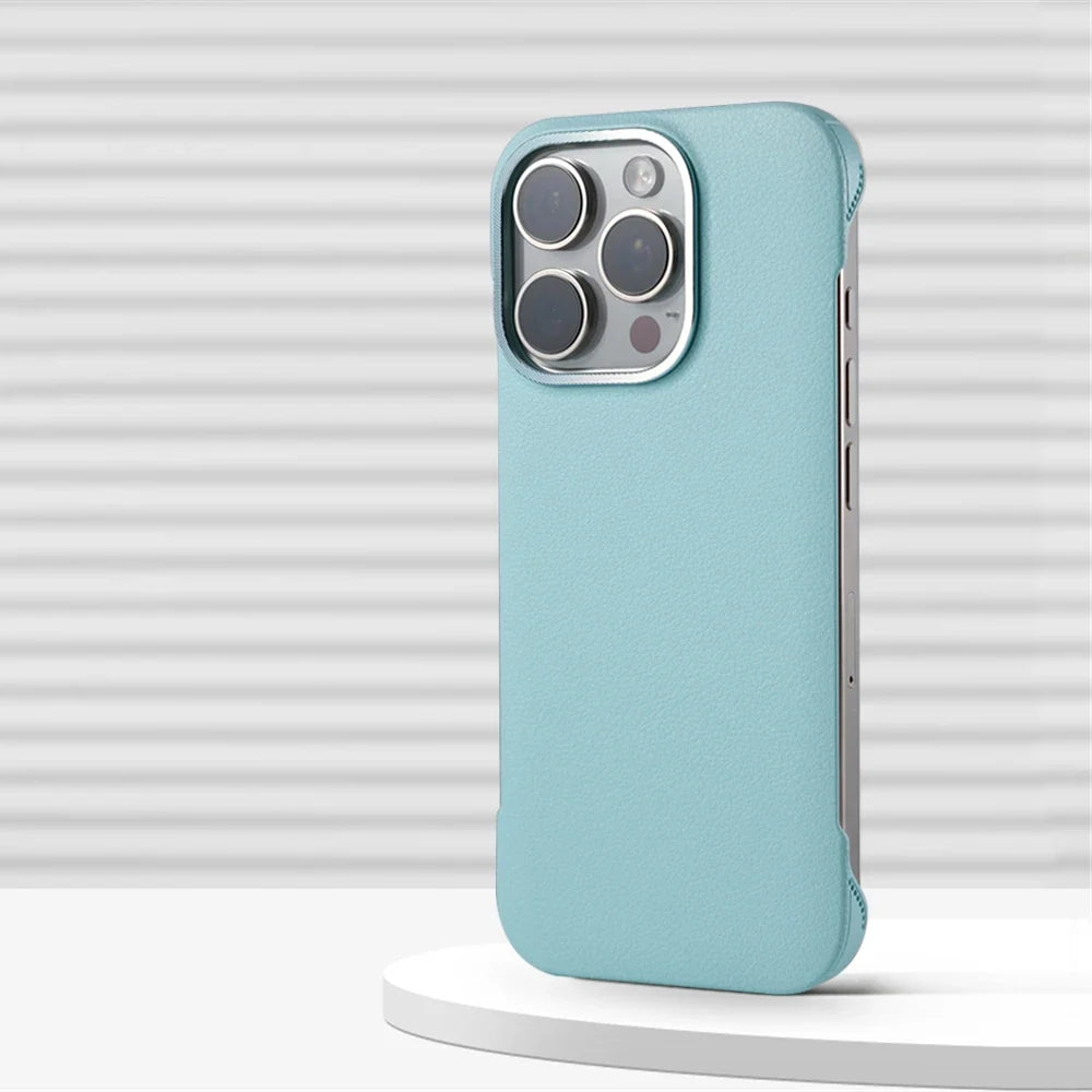 Coque de téléphone minimaliste en cuir PU avec coutures pour iPhone 13 14 15 16 Pro Max, chargement sans fil, protection | Sansoti