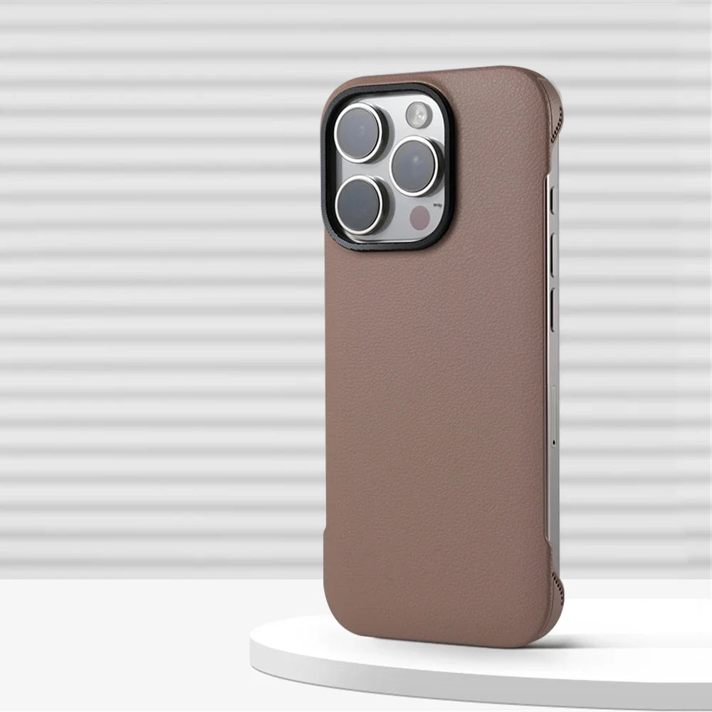 Coque de téléphone minimaliste en cuir PU avec coutures pour iPhone 13 14 15 16 Pro Max, chargement sans fil, protection | Sansoti