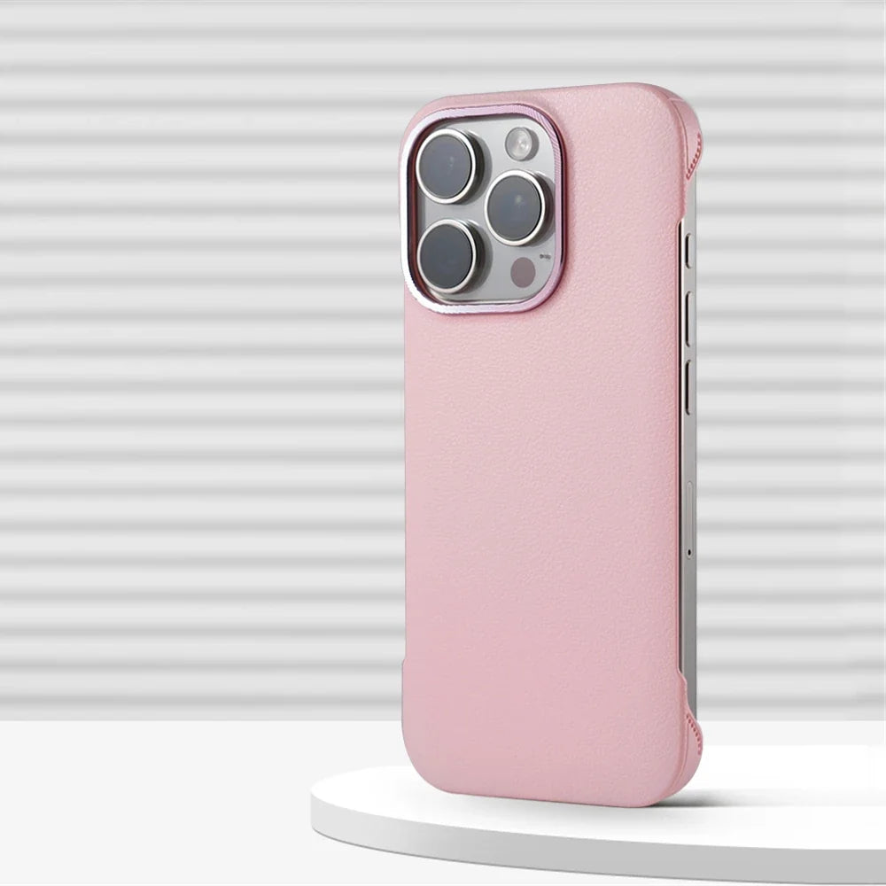 Coque de téléphone minimaliste en cuir PU avec coutures pour iPhone 13 14 15 16 Pro Max, chargement sans fil, protection | Sansoti