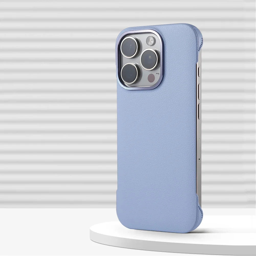 Coque de téléphone minimaliste en cuir PU avec coutures pour iPhone 13 14 15 16 Pro Max, chargement sans fil, protection | Sansoti