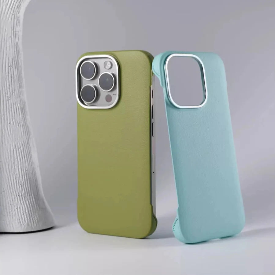 Coque de téléphone minimaliste en cuir PU avec coutures pour iPhone 13 14 15 16 Pro Max, chargement sans fil, protection | Sansoti